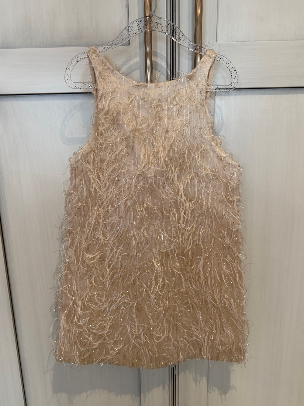 Zara Blush Feather-Effect Sleeveless Party Dress